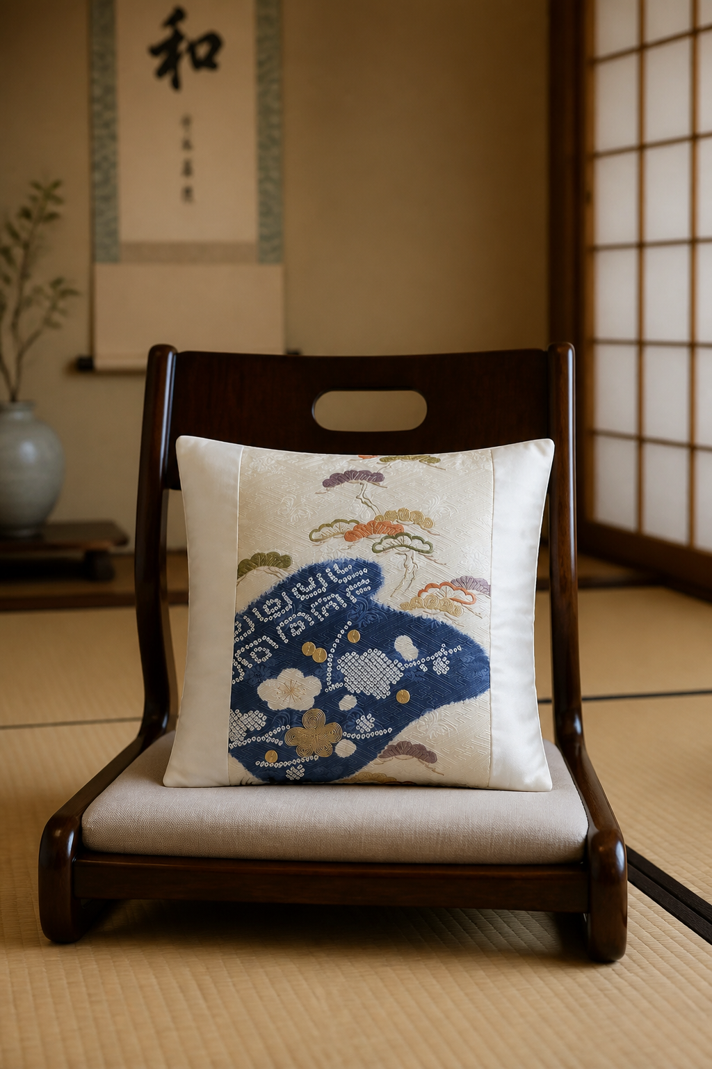 Indigo Horizon | Vintage Obi Silk Pillow