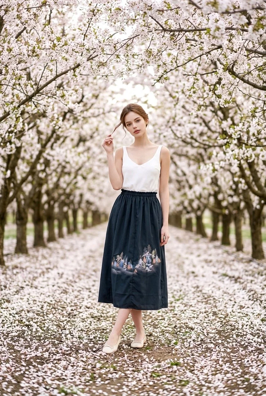 Winter Forest - Silk Kimono Skirt