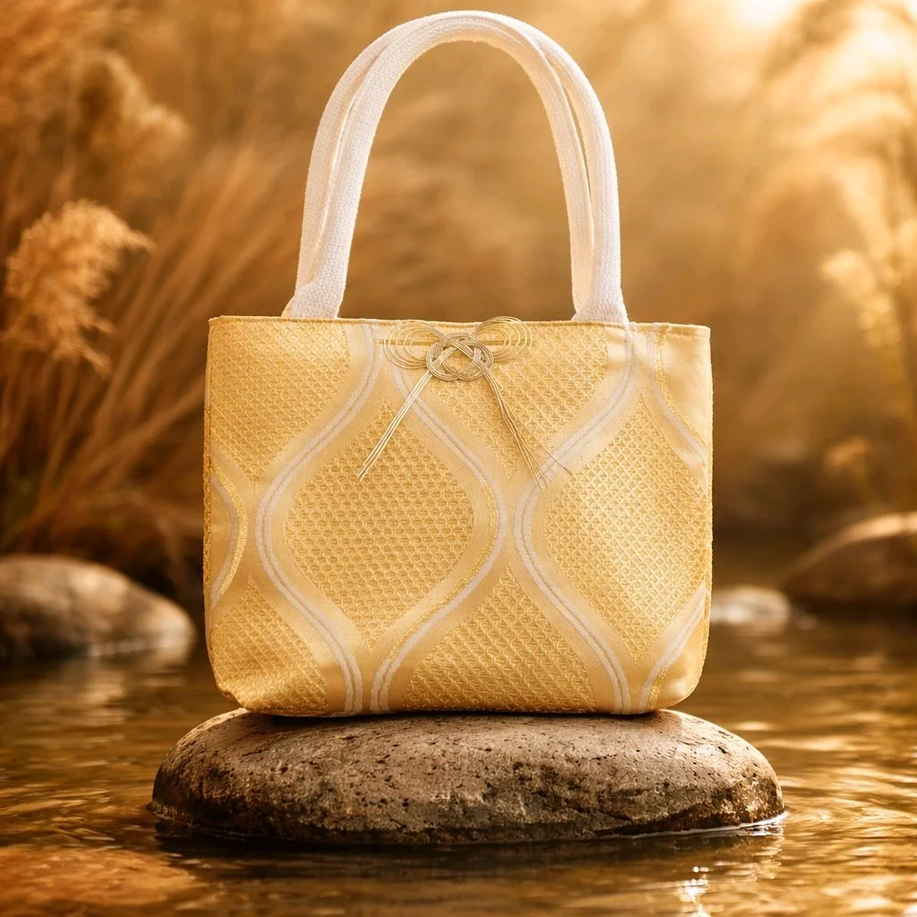 Golden Waves - Silk Obi Handbag
