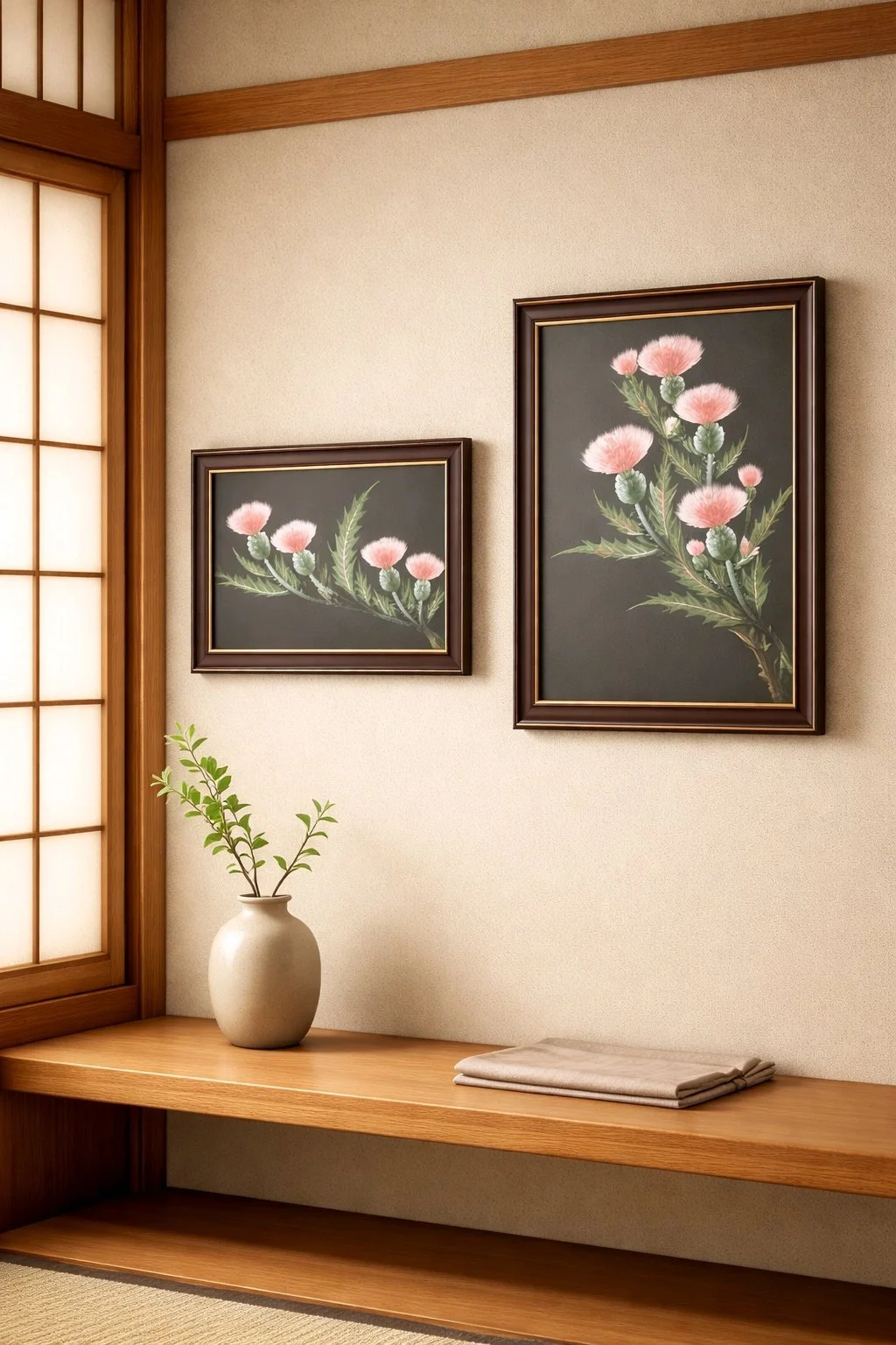 painted silk obi framed art antique revival atelier