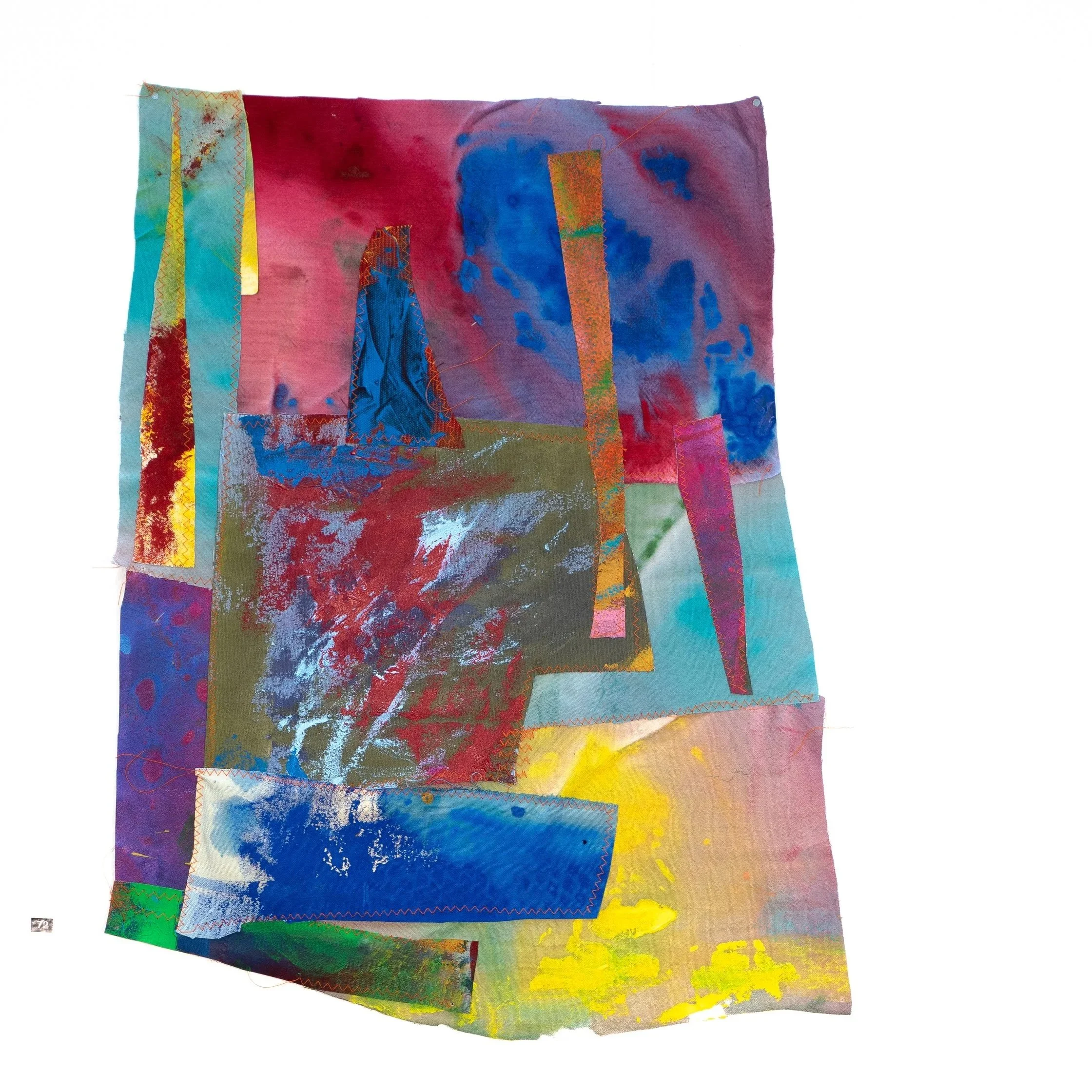 Sophia Childs, Always on my Mind, 2025, acrylic on machine-stitched found textiles, 60x48cm