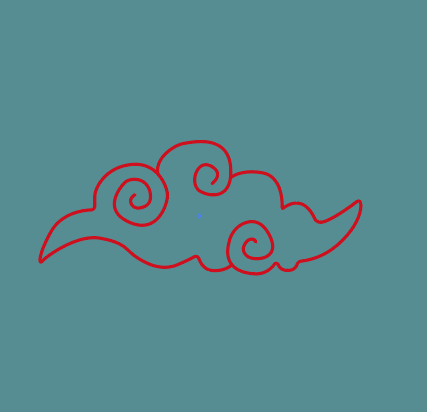 Red outline of a cloud on teal background