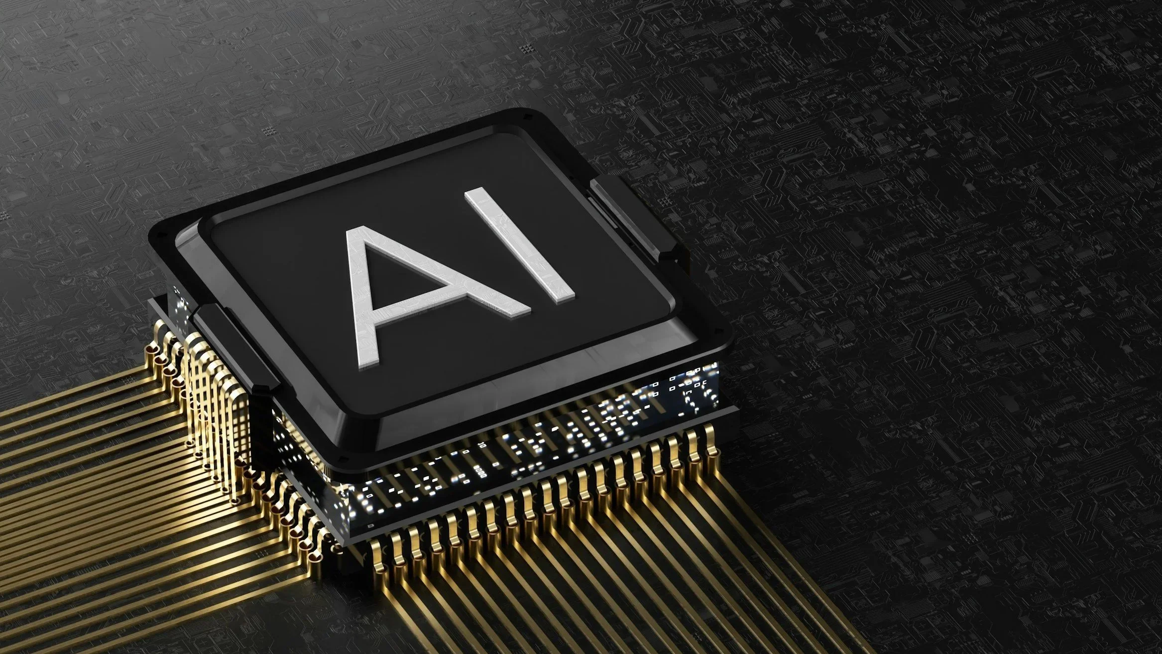 A close-up of a computer chip with