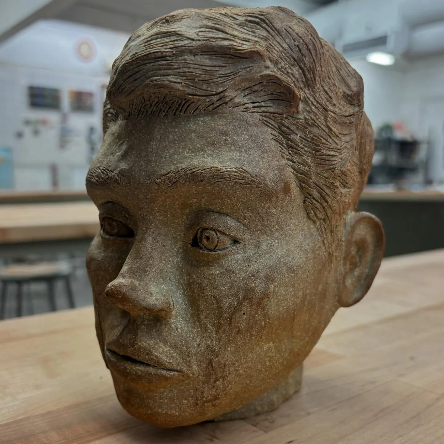 ceramic head 

-of my boyfriend&rsquo;s face EVEN THOUGH ITS BAD AND DOESN&rsquo;T EVEN LOOK LIKE HIM genuinely made me wish MY head was ceramic so I could bash my own head against a wall and die but it was fun I guess!
-first time sculpting a head i