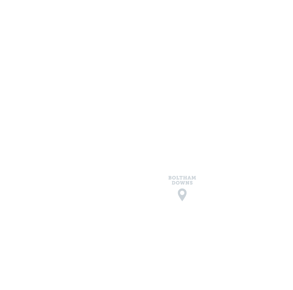 Hand-drawn map of the Boltham Downs area showing roads, landmarks, and nearby towns such as Wonerby, Ludford, and Kettering, with Boltham Downs and the Abbe River marked in the center.
