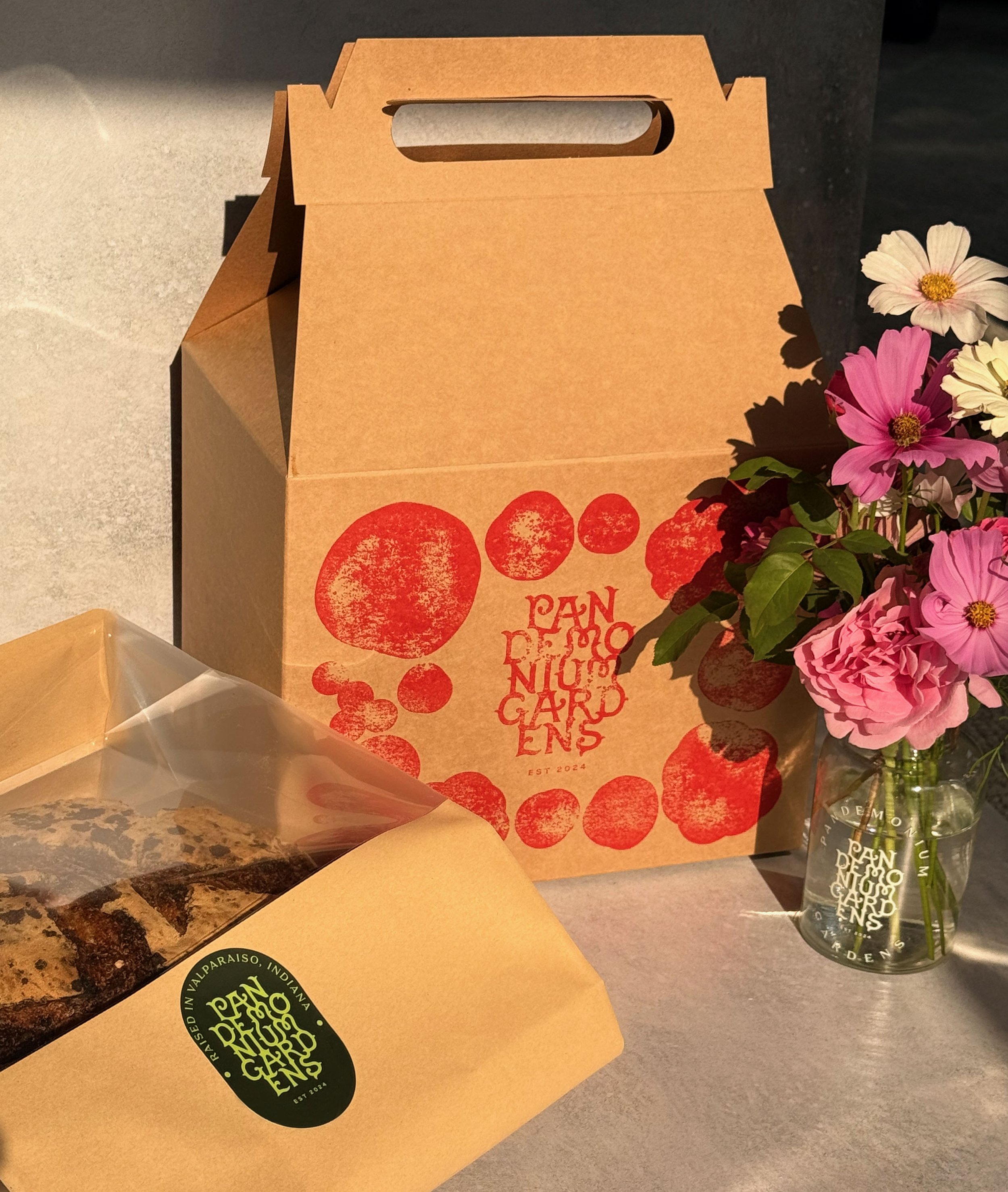 Heirloom Stack garden kit box with sourdough and cut flowers, Valparaiso Indiana