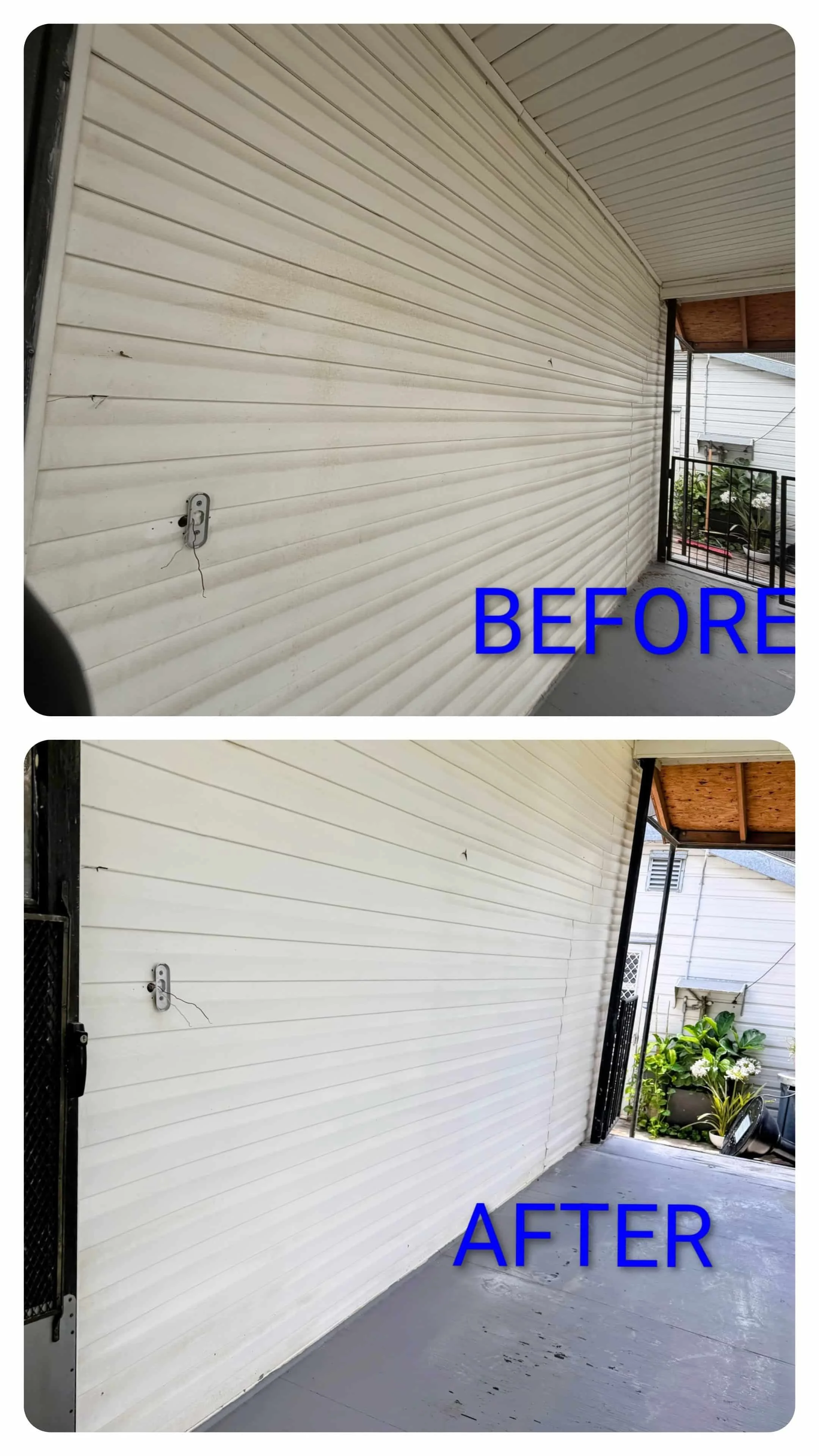 Softwash on vinyl siding of home