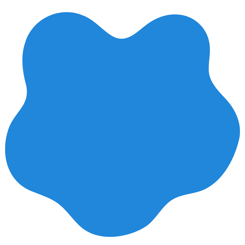 Blue abstract blob shape on a black background.