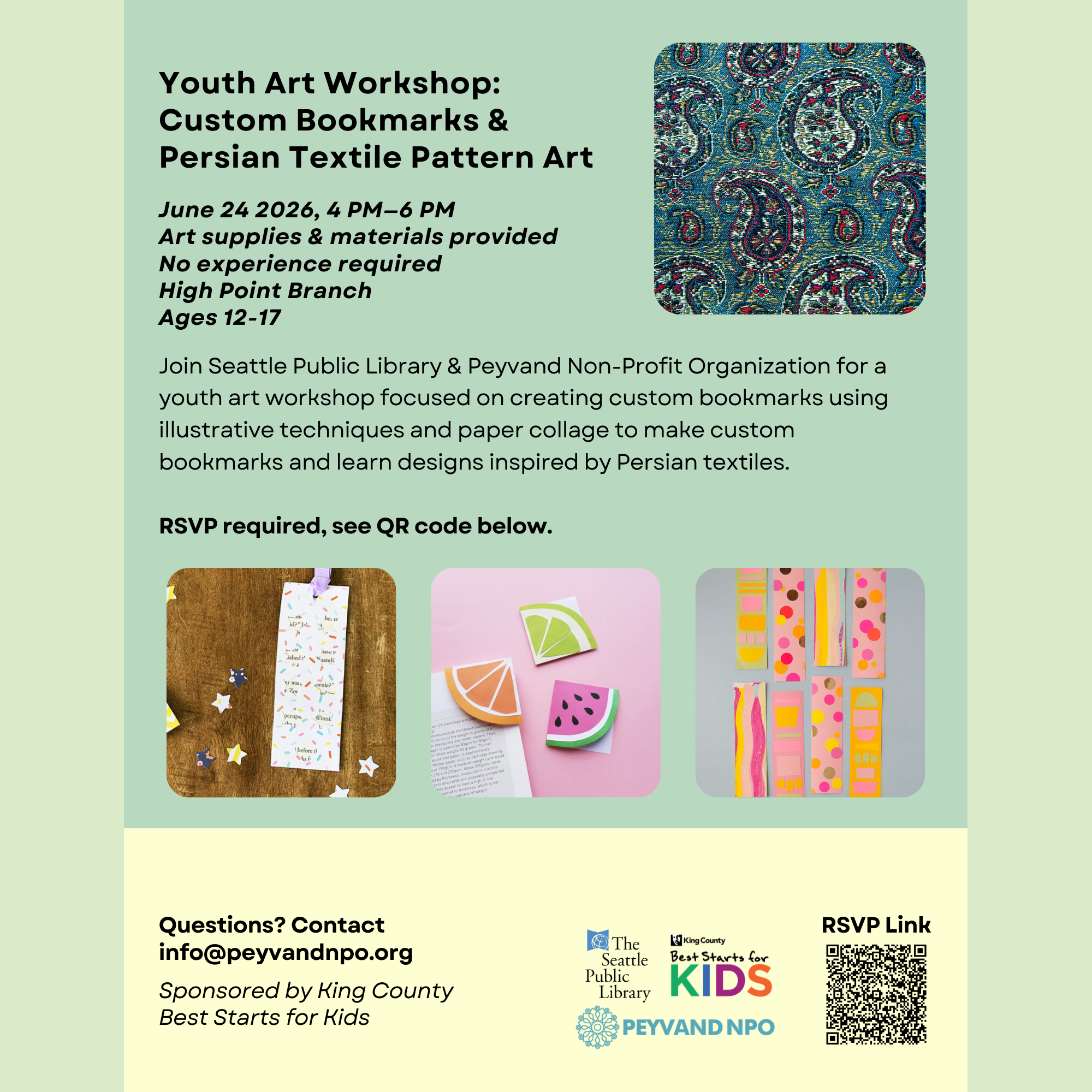 Youth Art Workshop: Custom Bookmarks &amp; Persian Textile Pattern Art