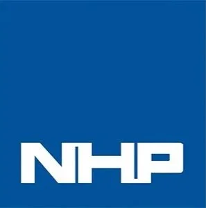 NHP logo on a blue background