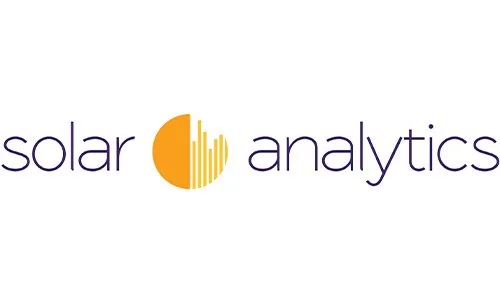 Logo of Solar Analytics with stylized orange half-circle and yellow vertical lines between the words 'solar' and 'analytics'.