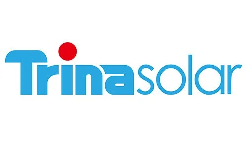 Trinasolar logo with the text "Trina Solar" in blue and a red dot above the letter "i".