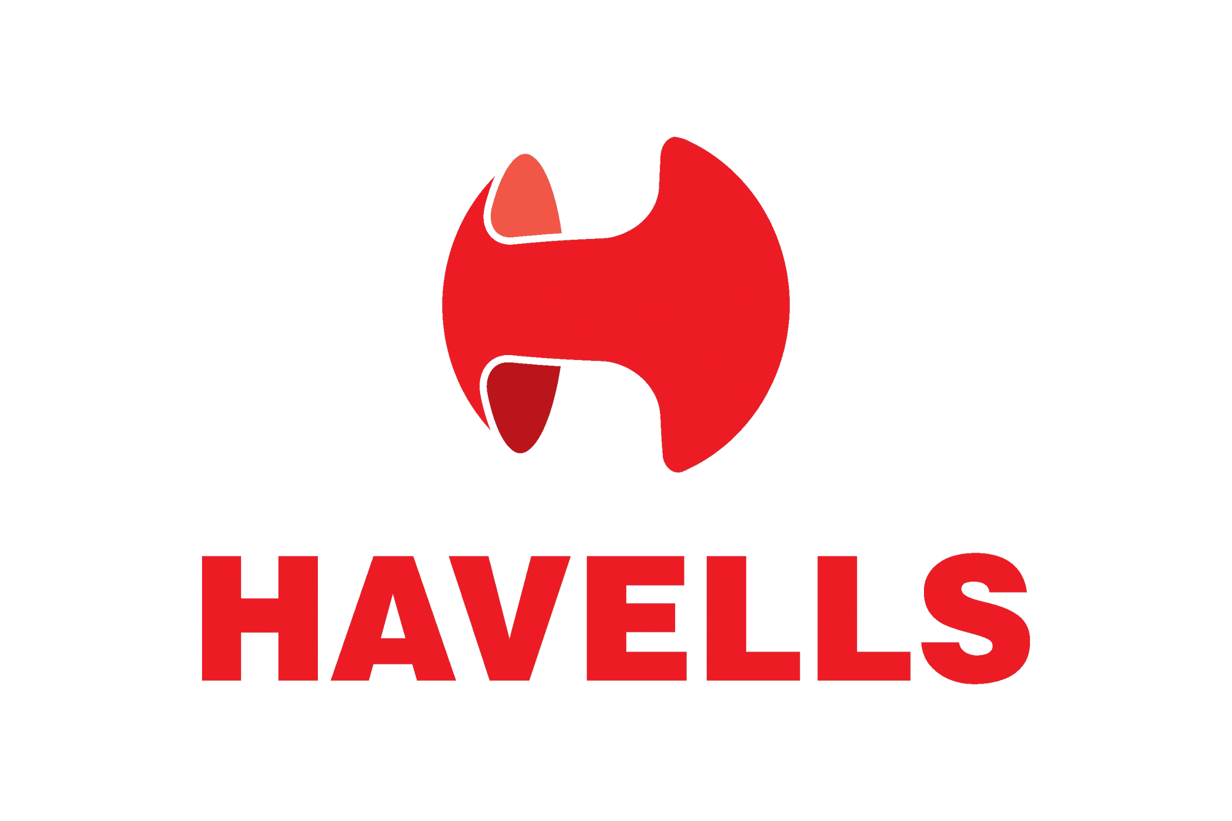 Logo with a stylized red hawk head above the word 'HAVELS' in bold red letters, on a black background.