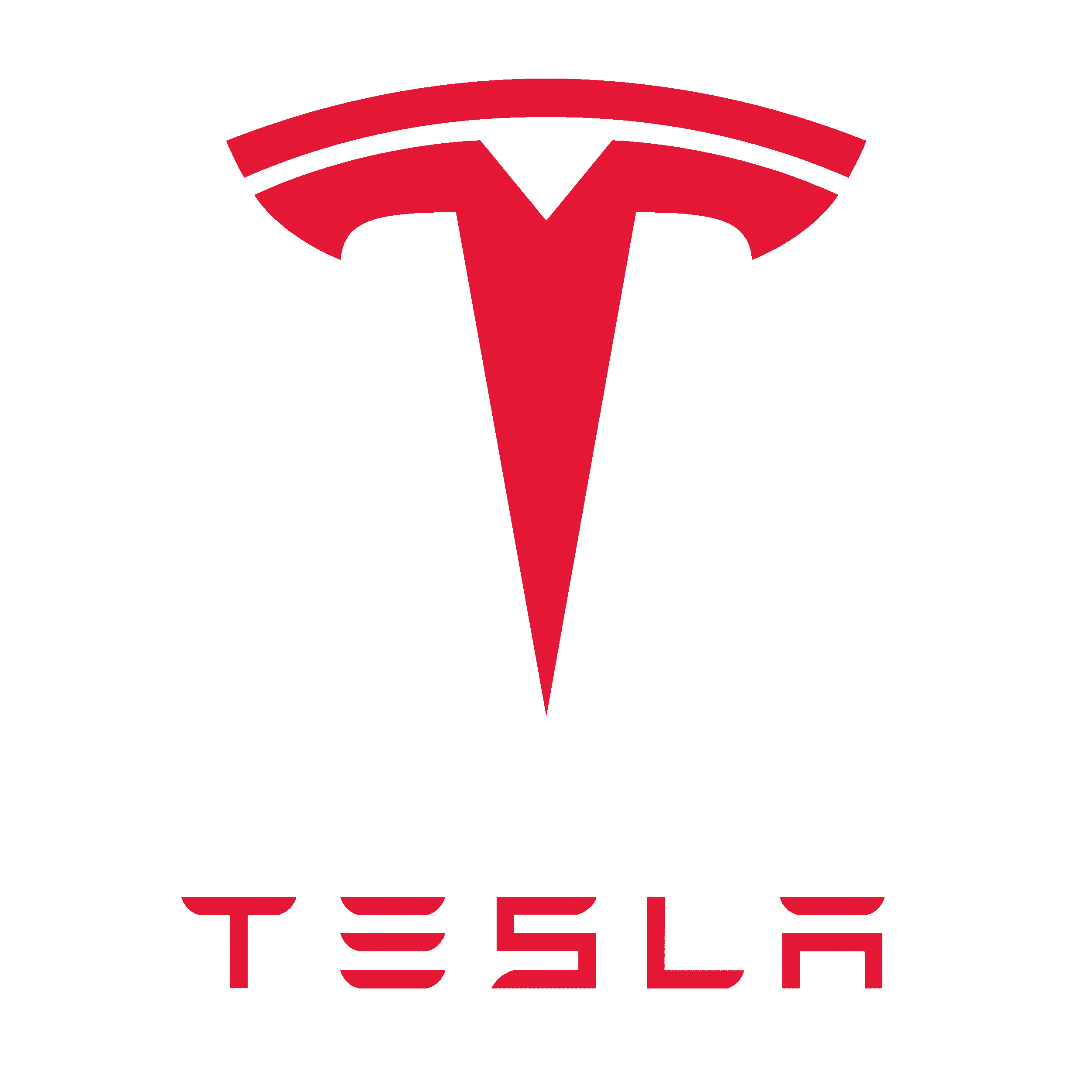 Tesla logo with a black background.