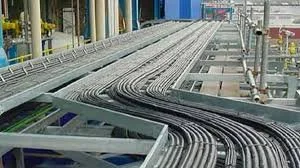 Close-up of electrical cables and wiring on an industrial or construction site.