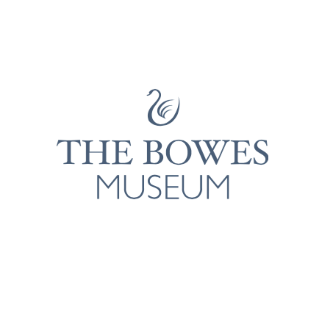 The Bowes Museum logo featuring an elegant navy blue swan illustration above the organisation name in spaced serif and sans-serif capitals