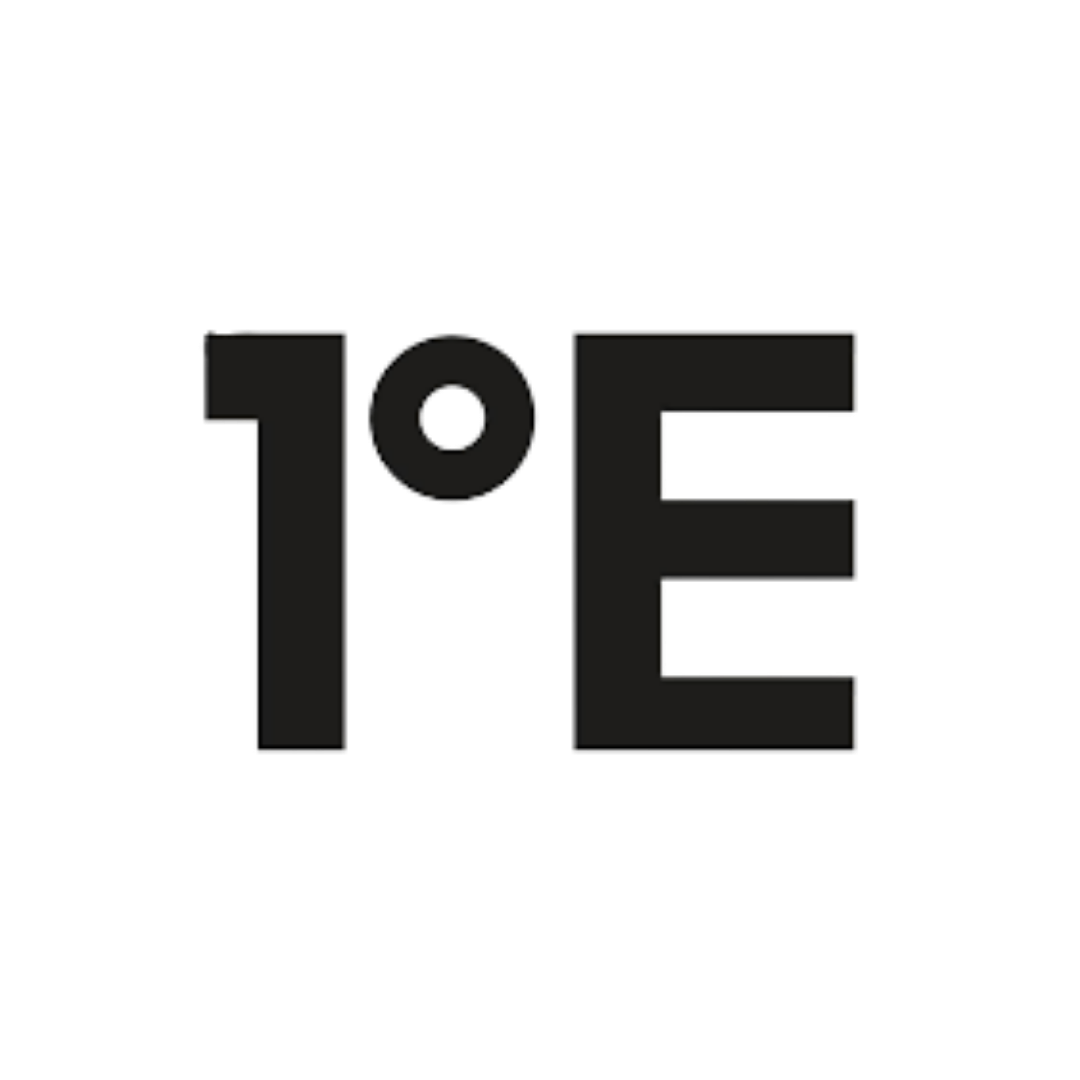 Stylised black text reading ‘1°E’, with a small degree symbol between the letters, on a transparent background.