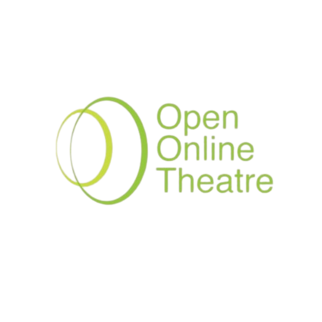 Open Online Theatre logo featuring two overlapping lime green circles forming an OO monogram, alongside the organisation name in matching green sans-serif type stacked across three lines