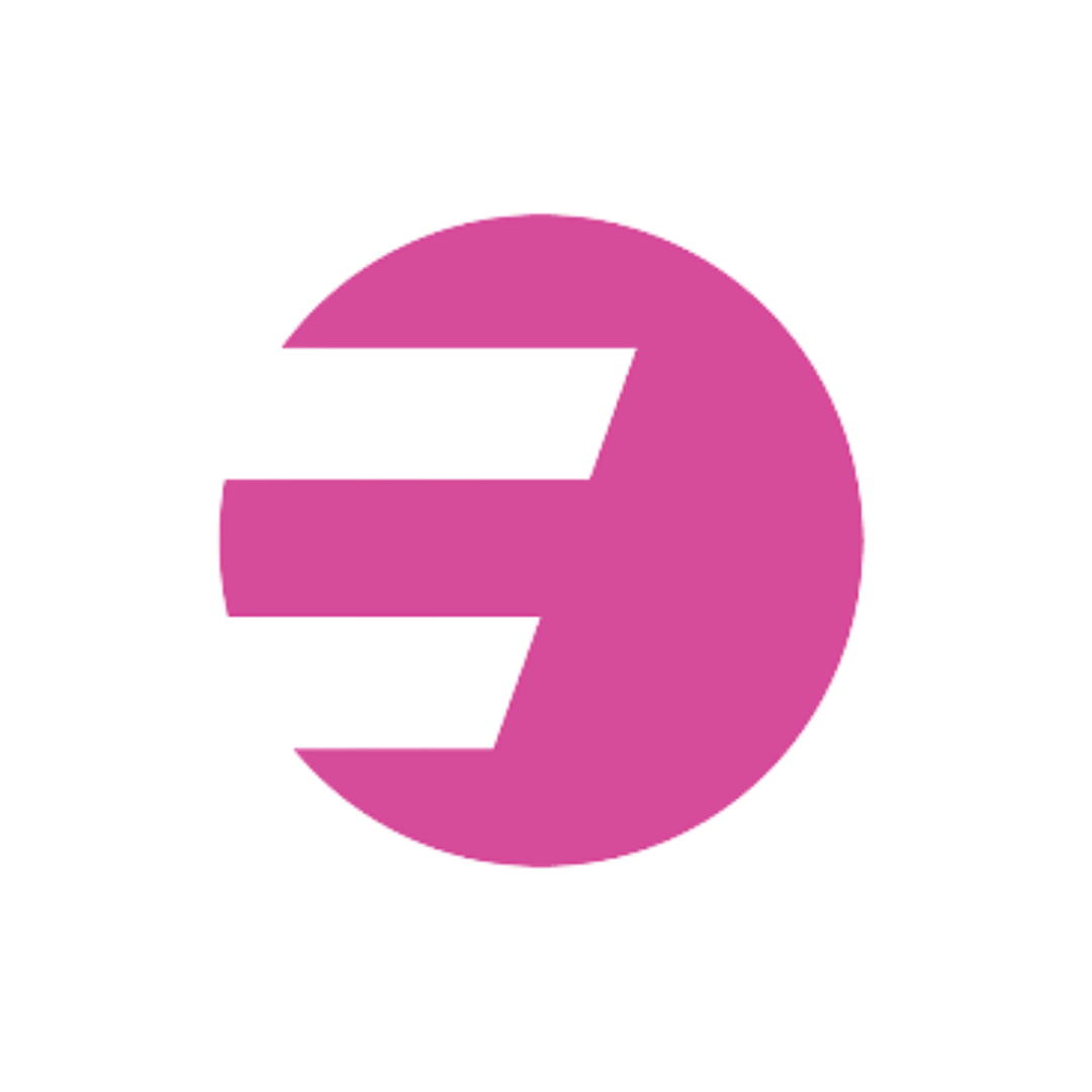 AMATA Arts Centre logo featuring a bold pink circle with three horizontal cut-out stripes angled to the right, creating a dynamic forward-motion effect