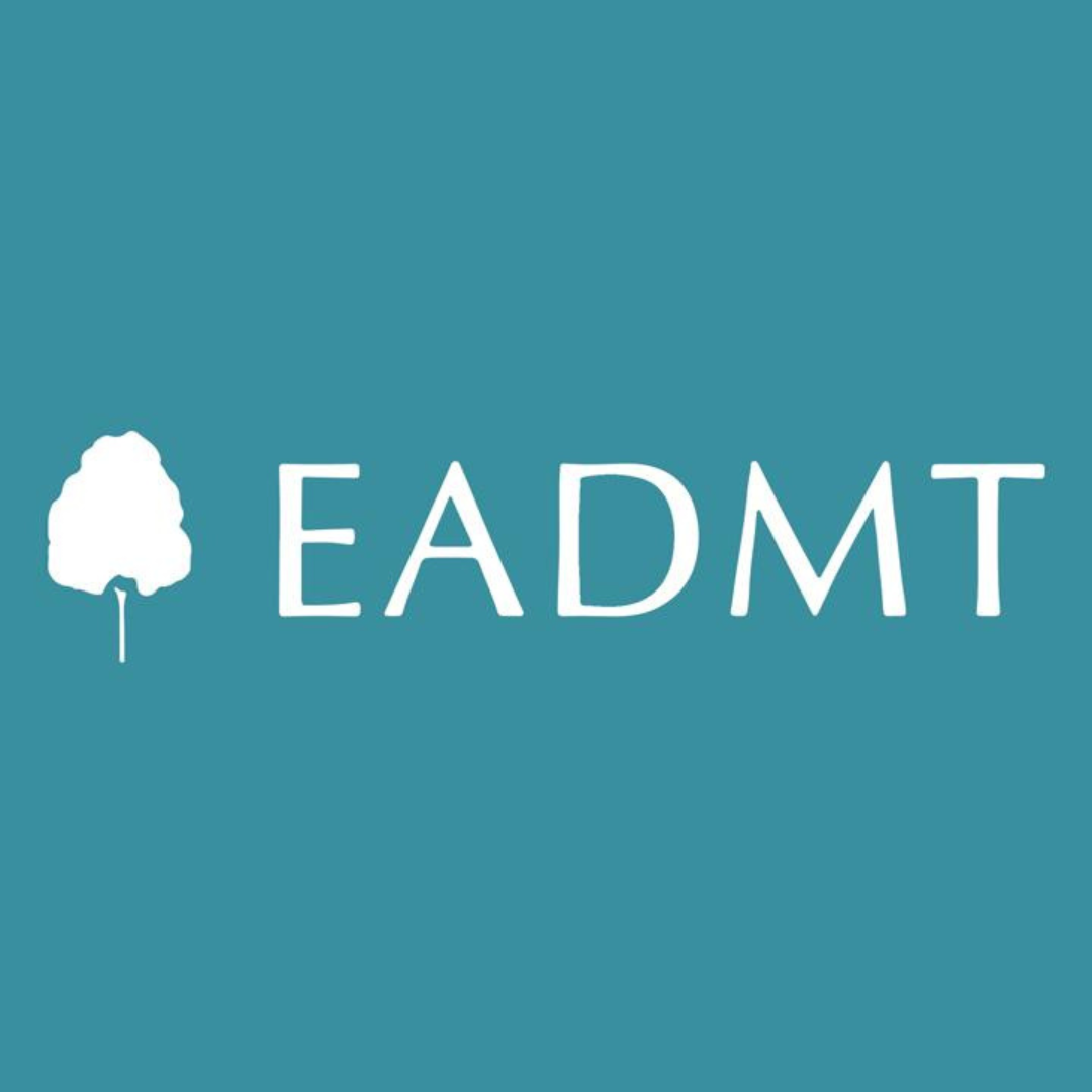 EADMT logo featuring a white tree silhouette alongside the organisation name in white sans-serif capitals on a teal background