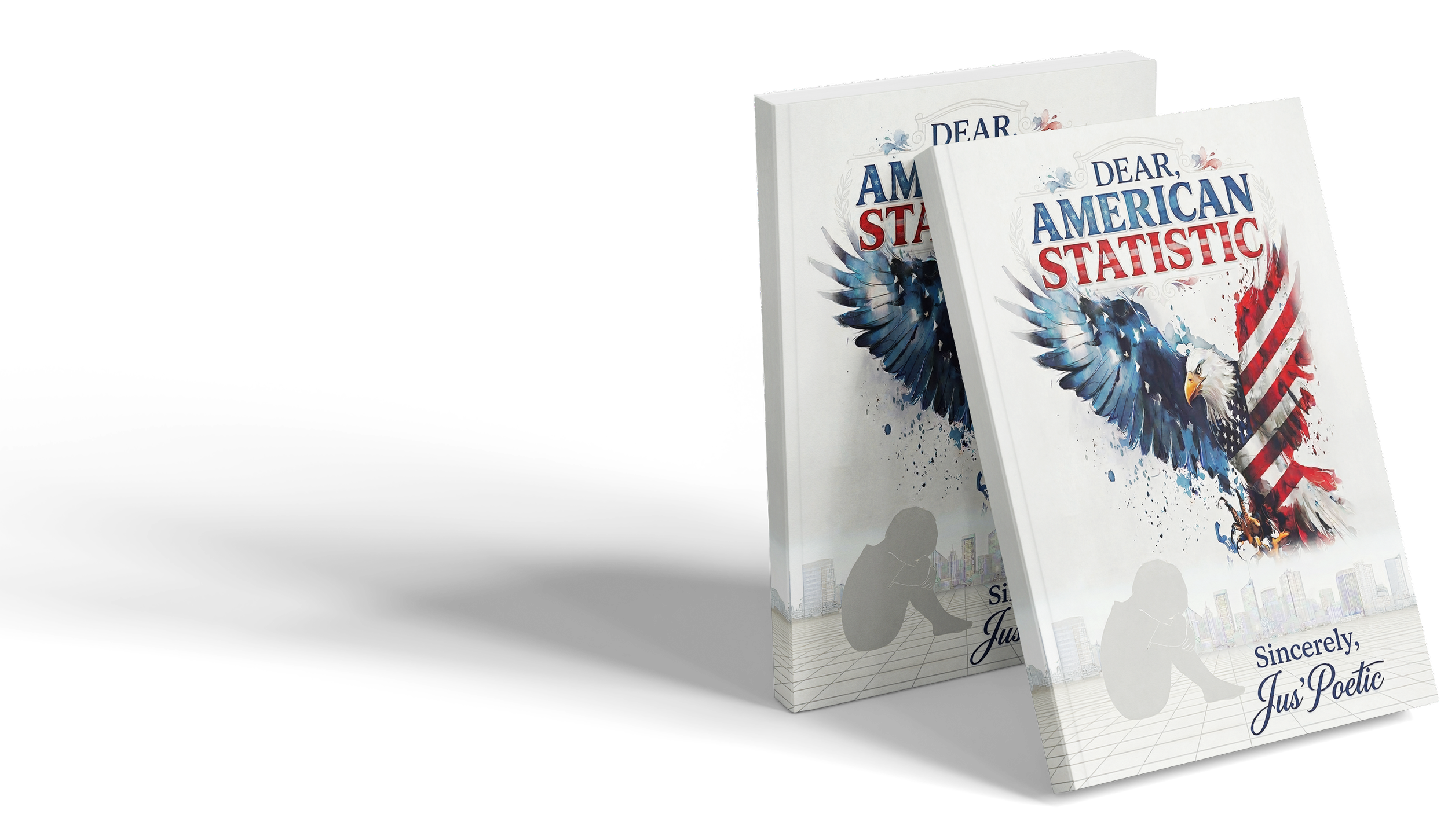 Book cover mockup of "Dear American Statistic" by Jus’Poetic about trauma survival and personal transformation
