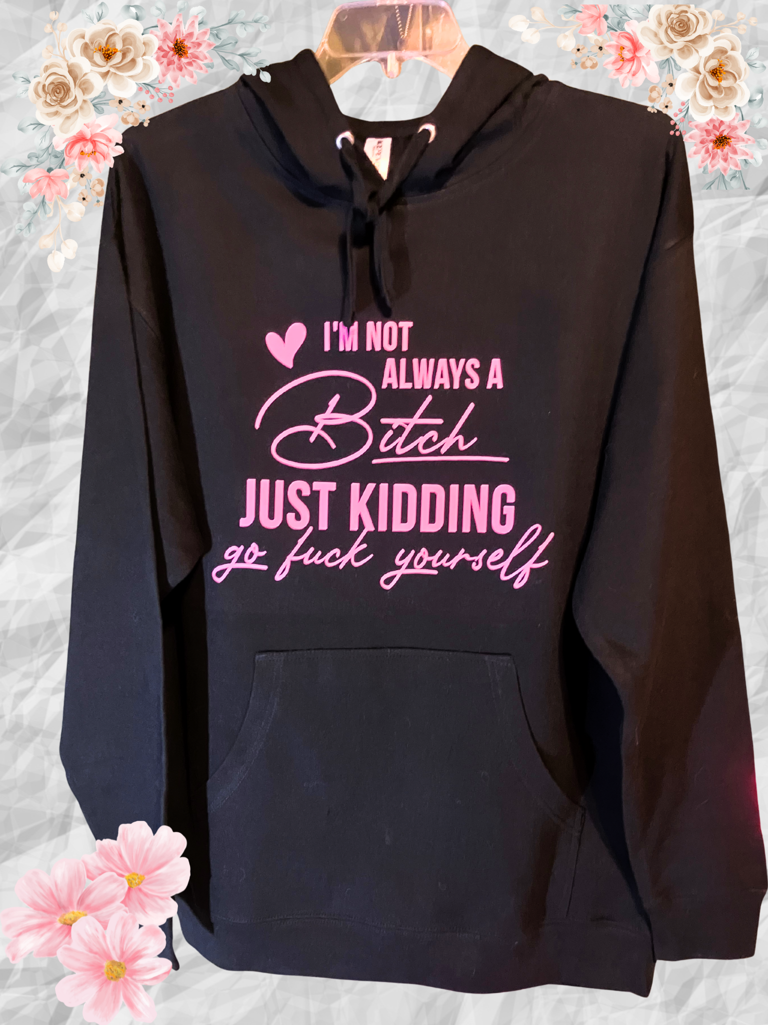 I’m not Really Bitch”Pink Graphic Hoodie XL
