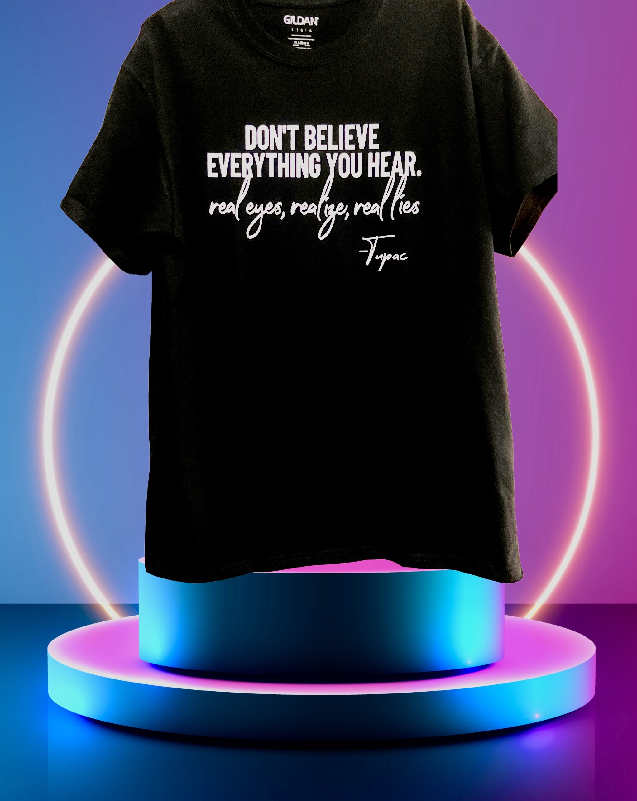 “REAL EYES REALIZE REAL LIES” BLACK T-SHIRT LARGE