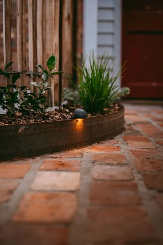 brick paving with metal edging