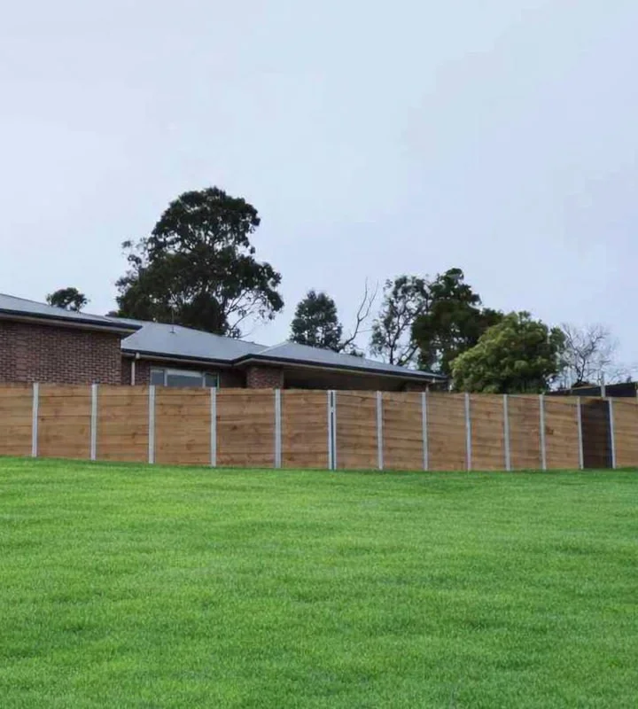 wooden retaining wall on sloped blocked