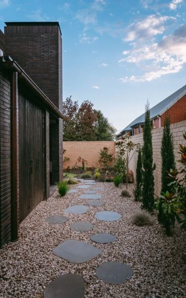 Paving stones through garden