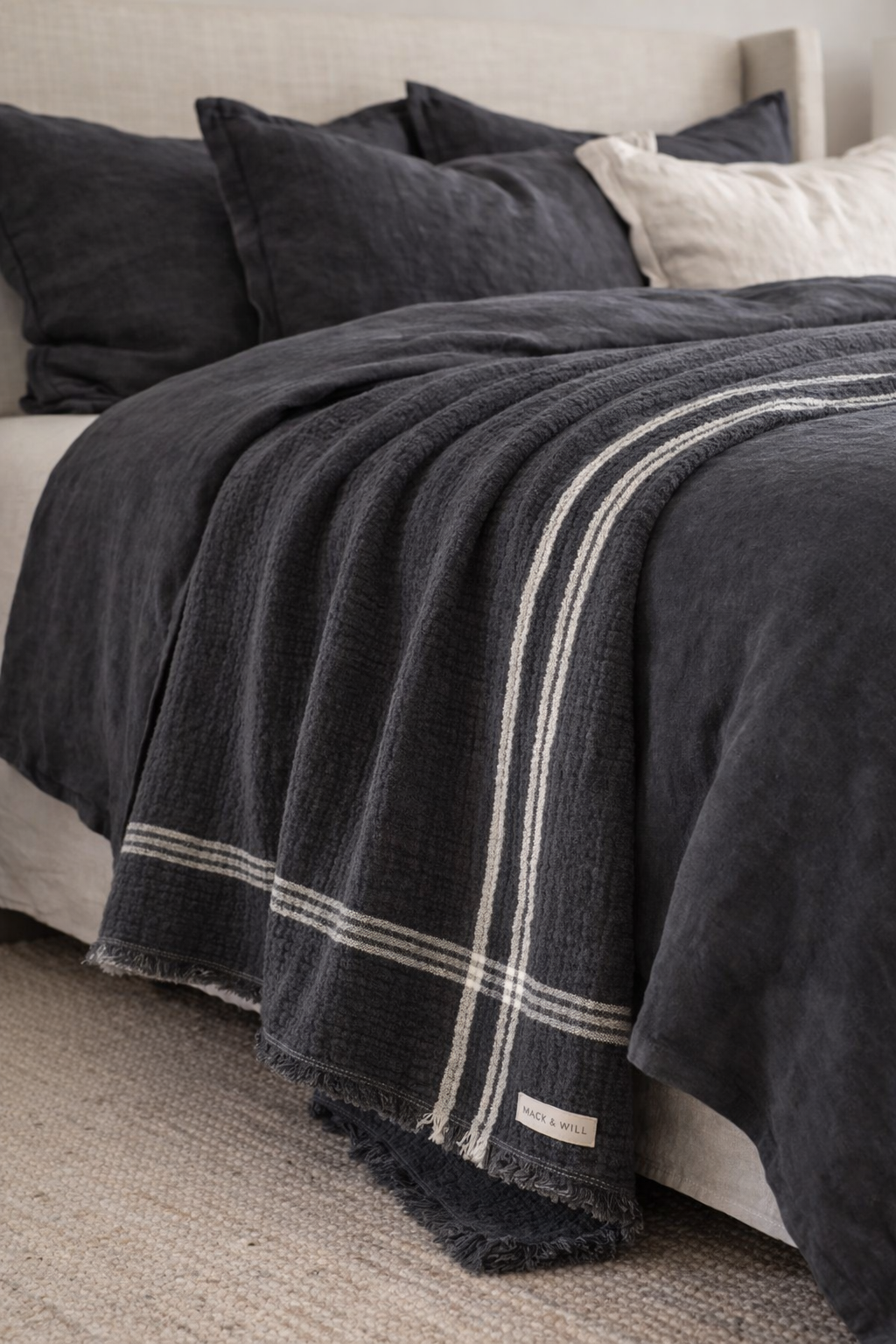 Charcoal Striped Signature Throw