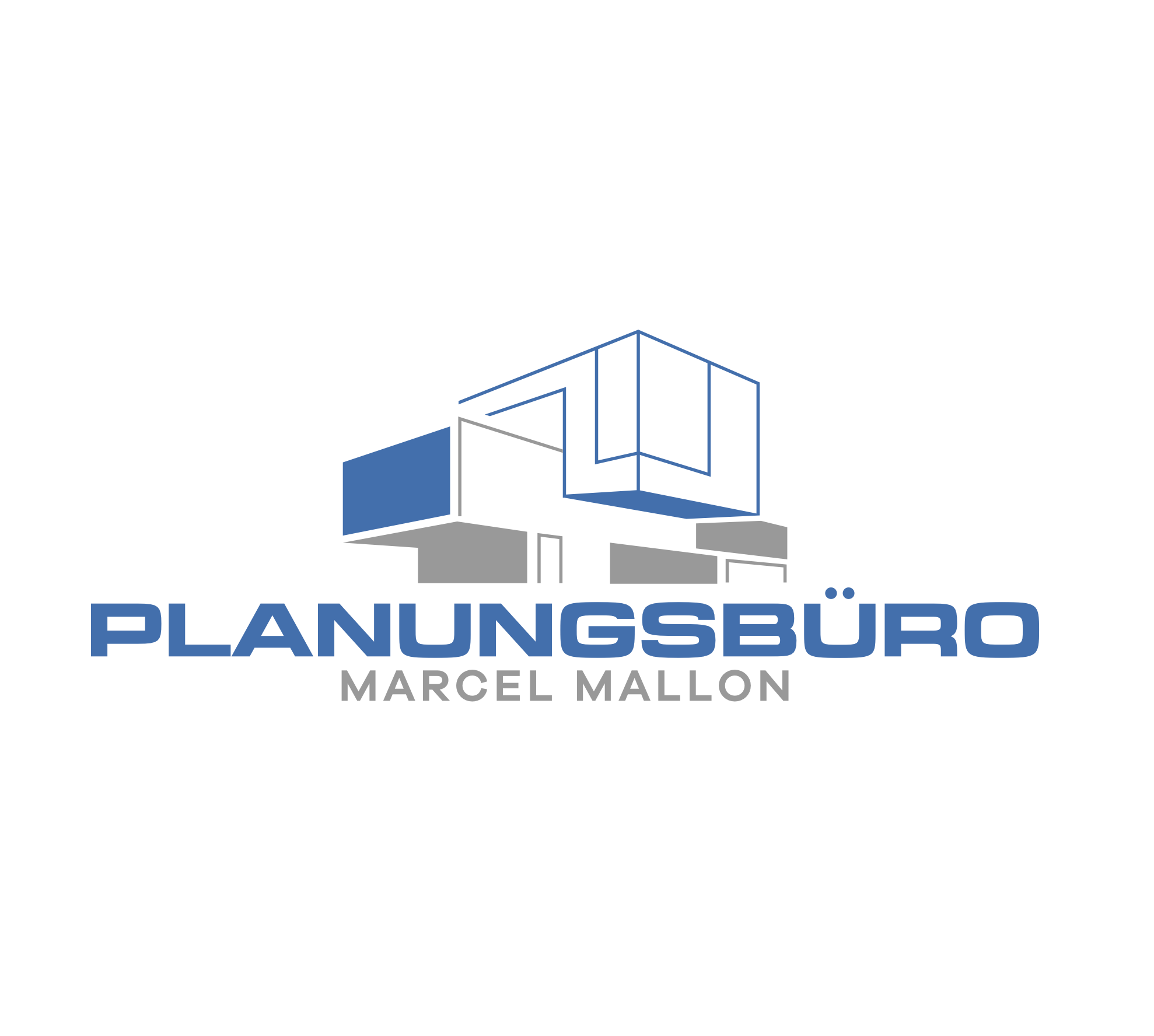 Logo eines Planungsbüros für Architektur und Stadtplanung mit stilisiertem Gebäude und dem Text 'Planungsbüro Marcel Mallon'.