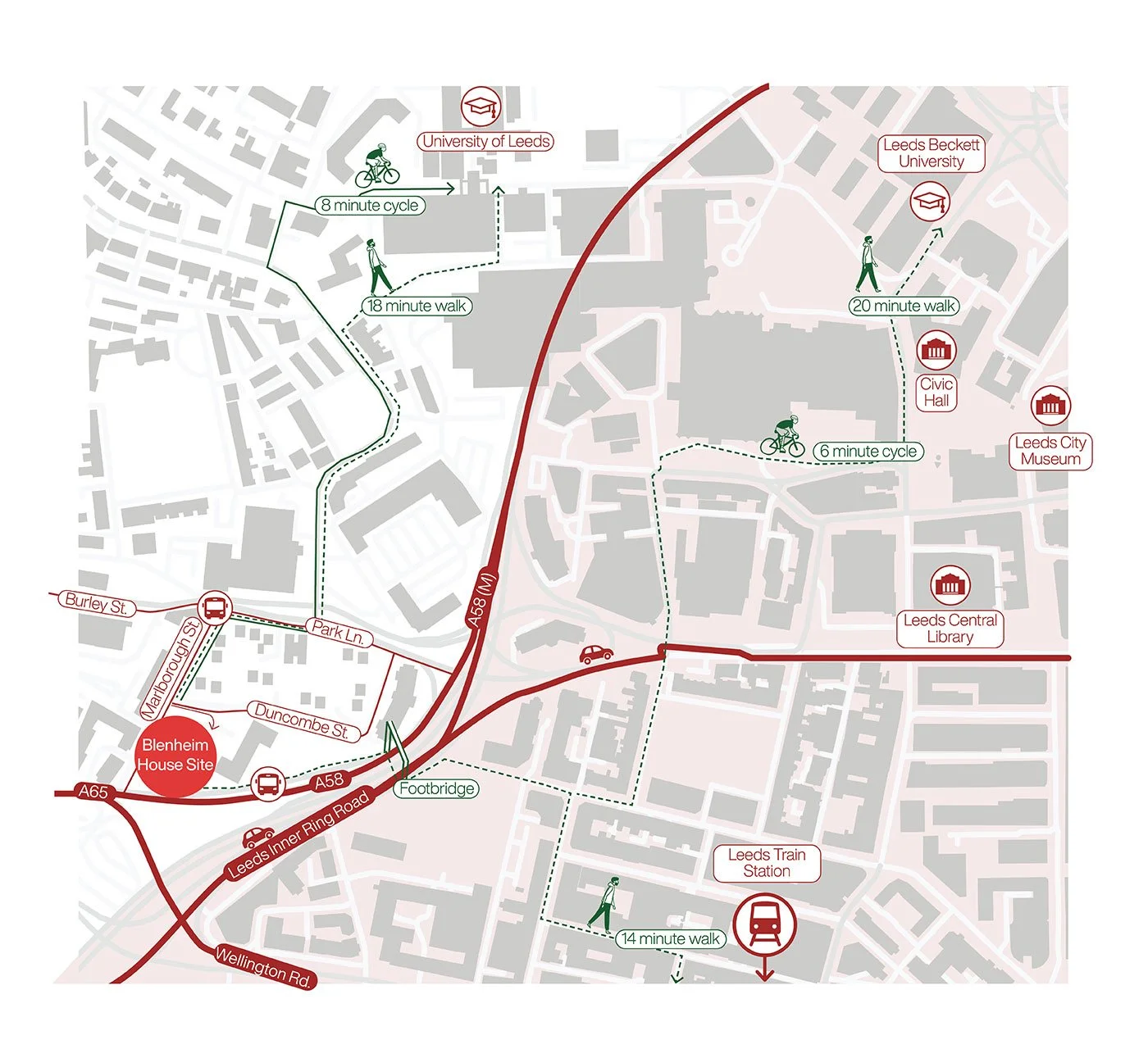 Map showing Blenheim House location within Leeds