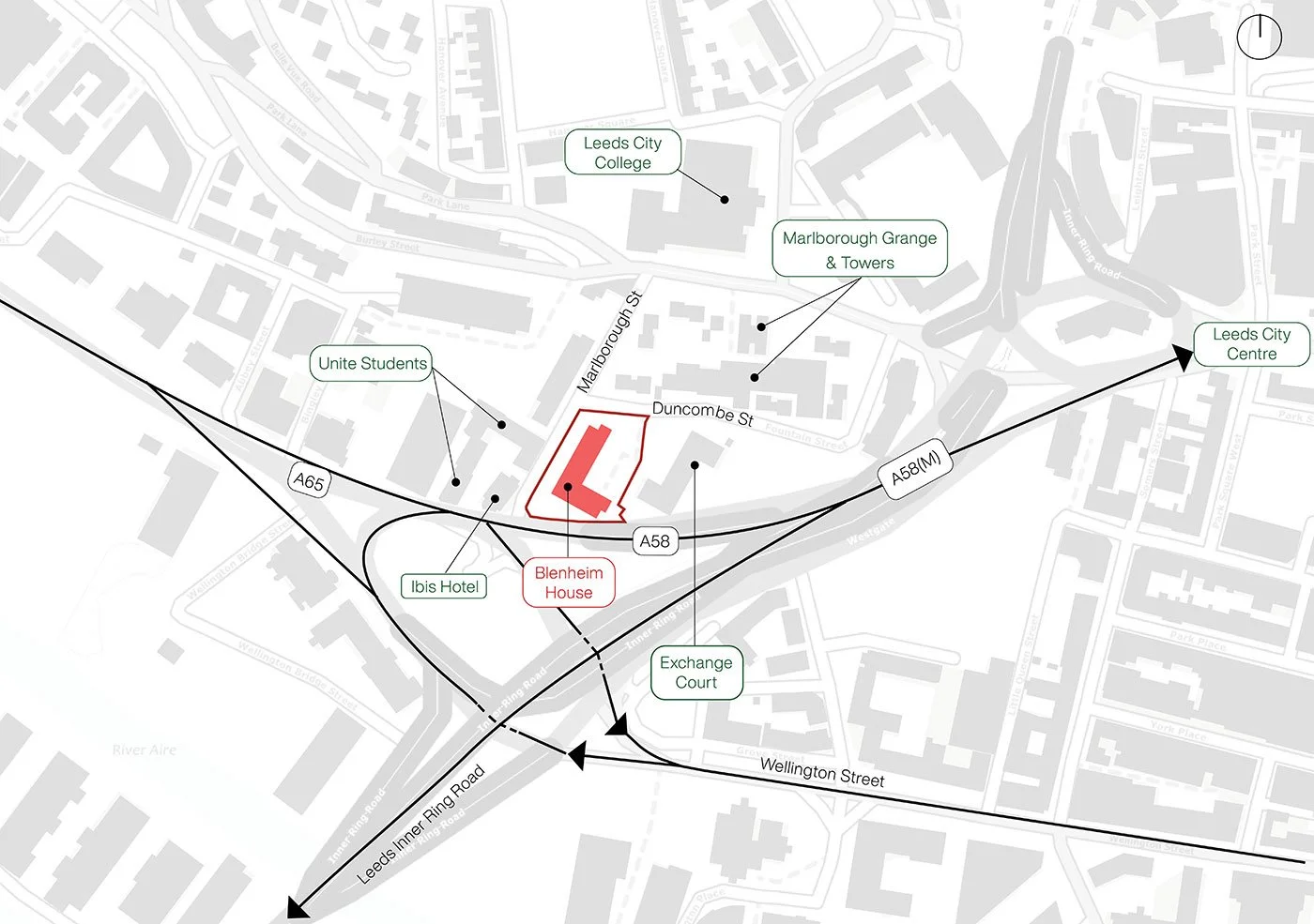 Map showing location of Blenheim House