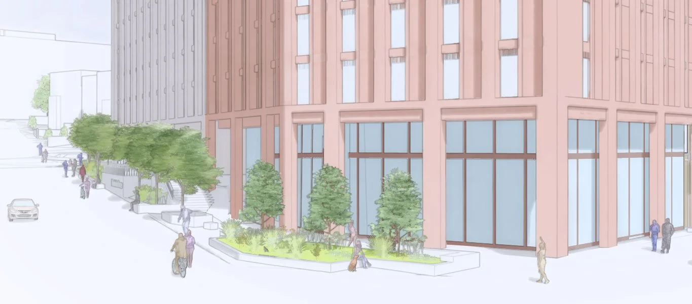 Illustration of proposed building and public realm
