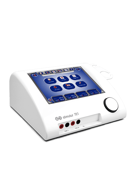 Medical device with digital touchscreen interface and various connection ports.