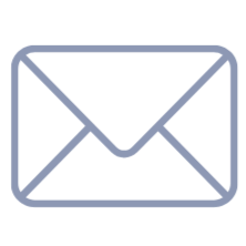 Outline of an envelope or letter icon in blue.