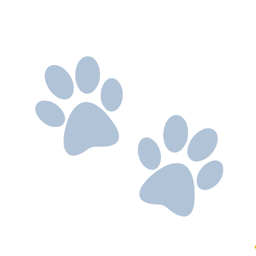 Two light blue paw prints facing opposite directions on a white background