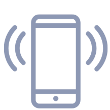 Icon of a smartphone with signals indicating sound or vibration