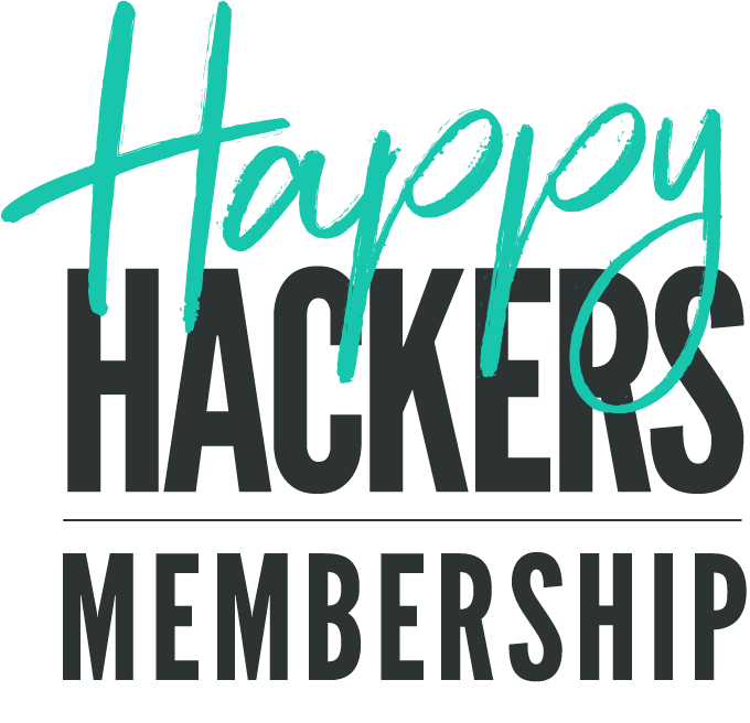 Happy Hackers Membership logo with teal script and dark gray text