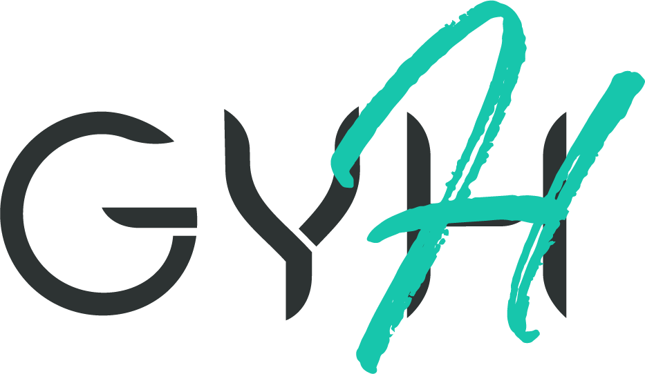 Stylized logo with the text "GYA" and a teal brushstroke "H" over the letter "Y".