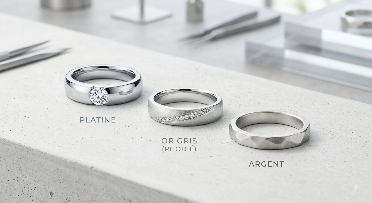Platine, or gris ou argent : comment reconnaître un métal blanc ?