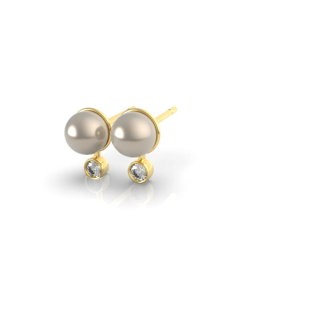 Boucles d'oreilles or jaune perles et diamants sur mesure Valbonne
