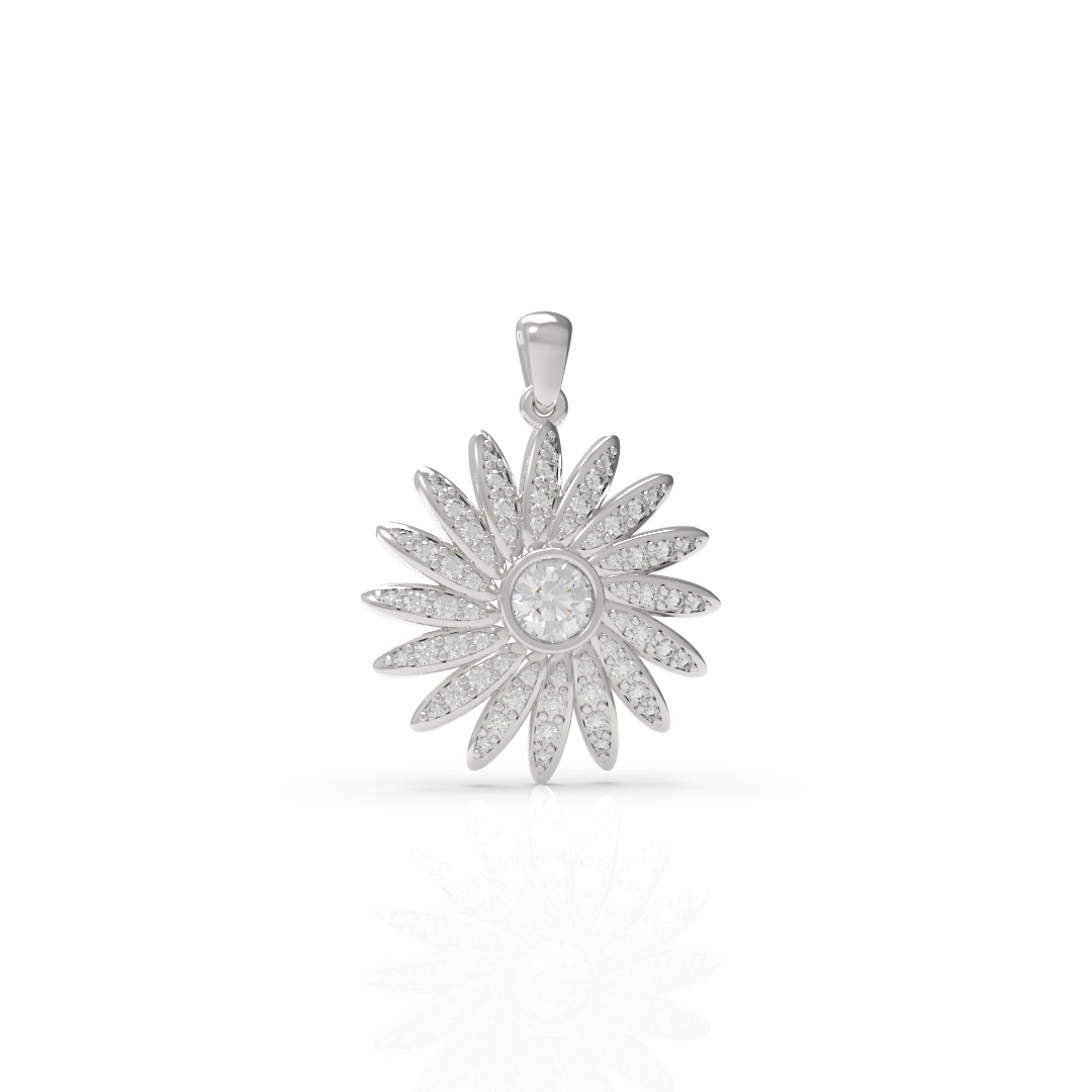 Pendentif or blanc soleil diamants joaillier artisan Valbonne
