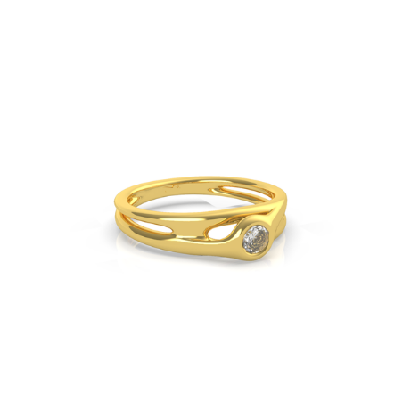 Bague or jaune design ajouré diamant solitaire sur mesure Valbonne
