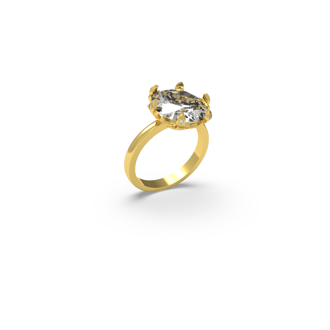 Bague or jaune solitaire diamant poire création joaillier Valbonne

