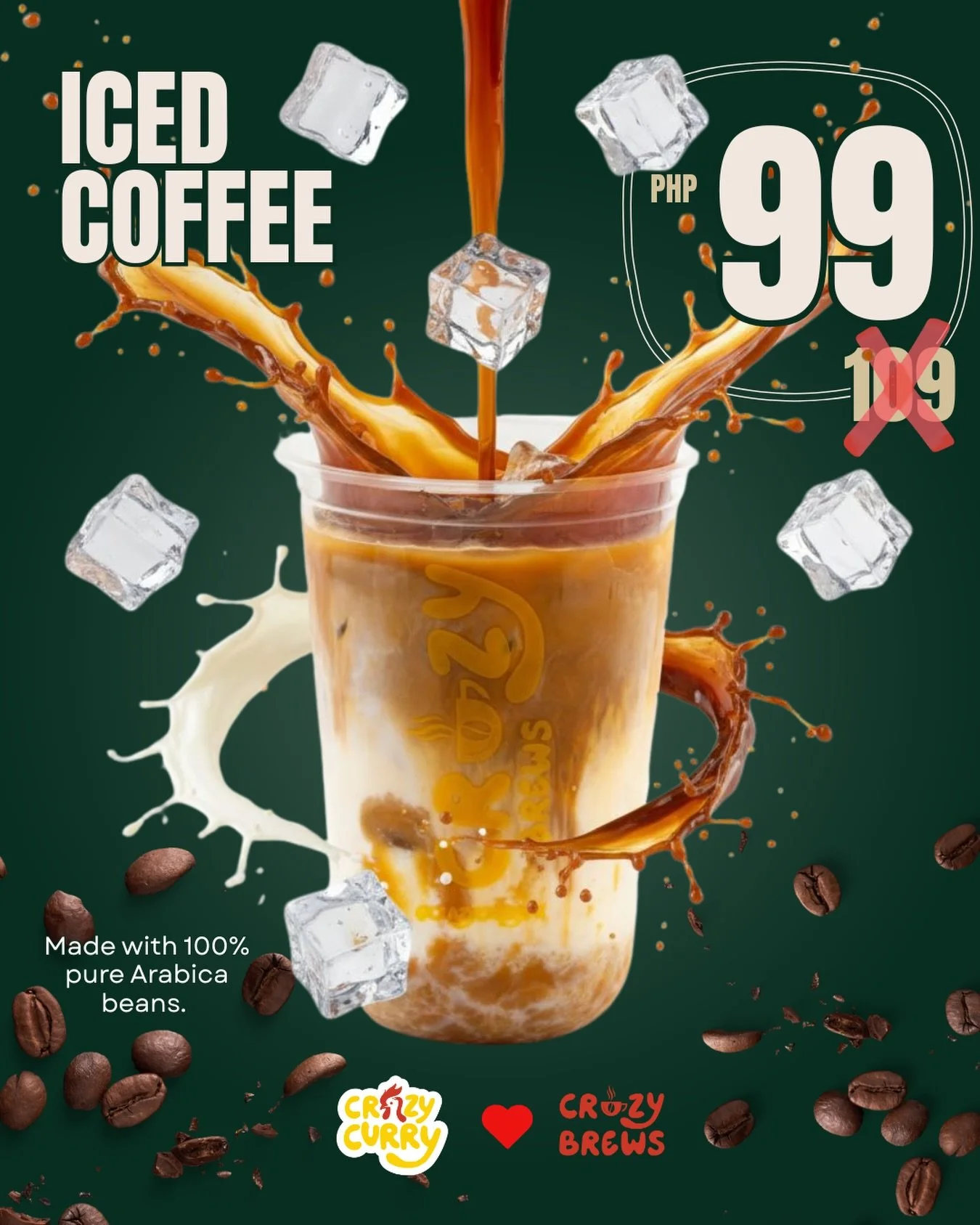 Beat the heat with a chill you deserve ☀️🧊
Crazy Brews Iced Coffee for only ₱99!

Cool, bold, and insanely refreshing. Your perfect summer fix is here.
Don&rsquo;t sweat it&hellip; sip it 😎

Check comment for the Terms &amp; Conditions.
#CrazyBrews