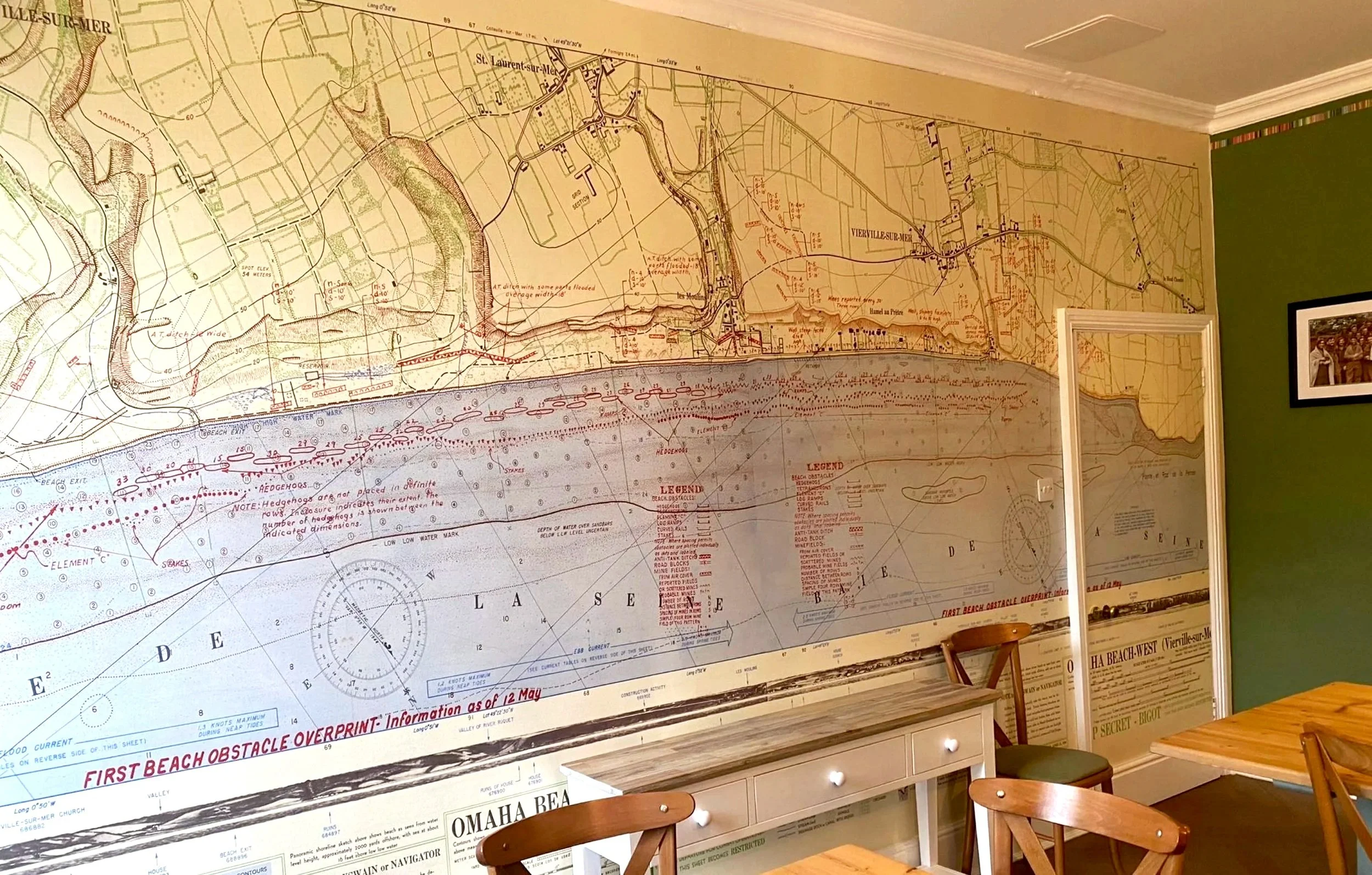 Bespoke wall, dining room, Syrencot House, to reflect links to D-Day landings.