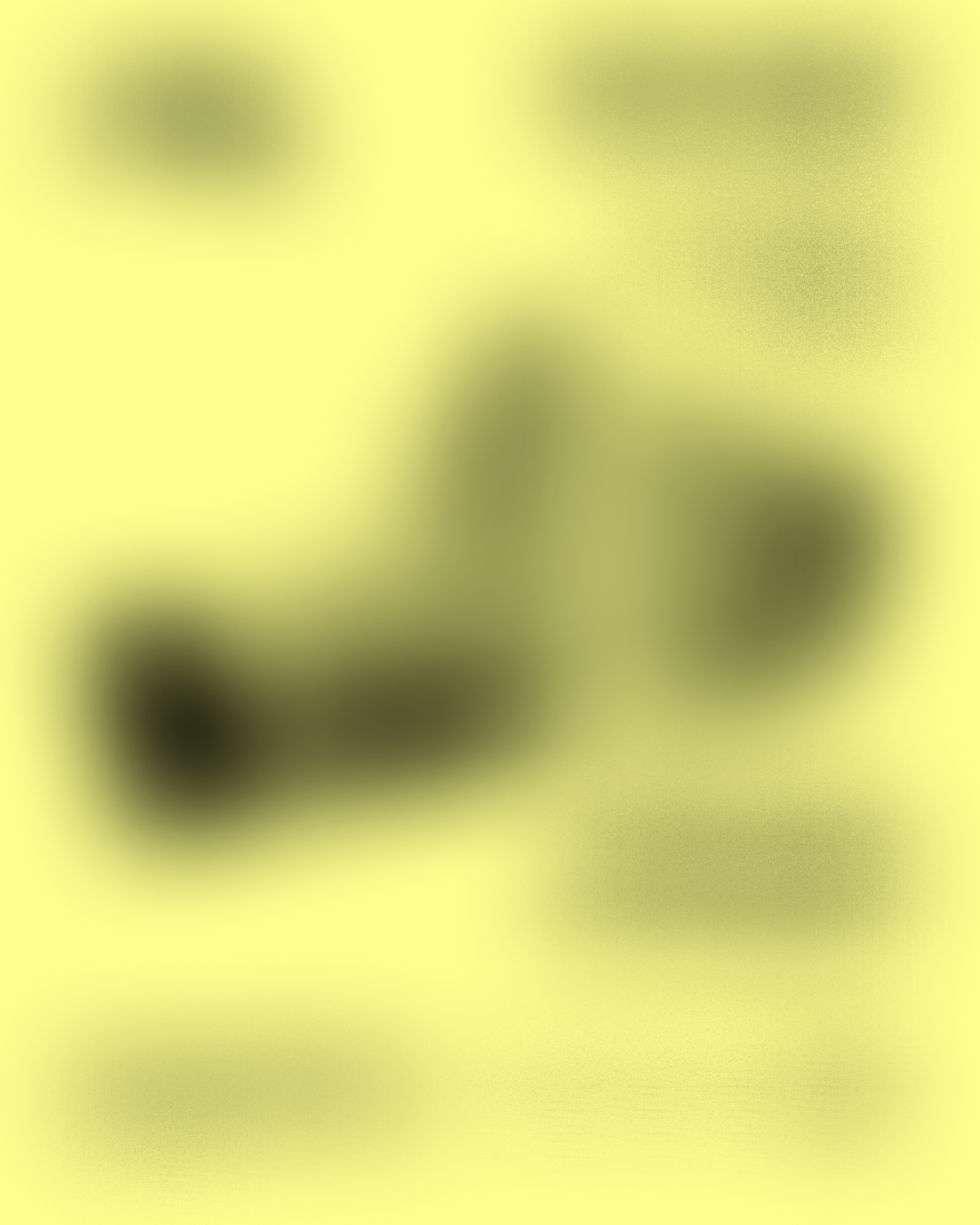 Immagine sfocata di un poster con un design moderno su sfondo giallo.