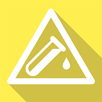 Warning sign with a test tube and a droplet indicating chemical hazard